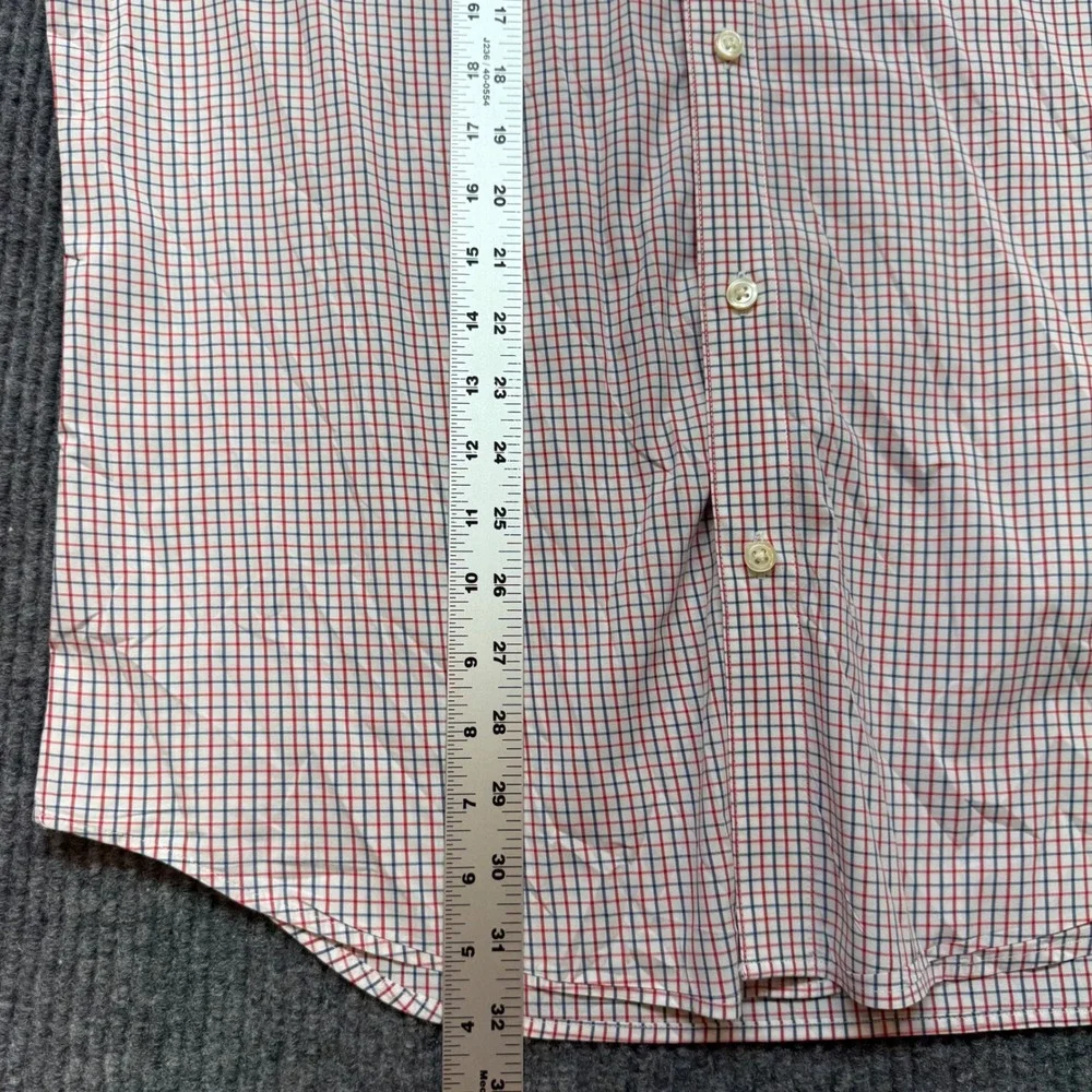 Banana Republic Tech Stretch Shirt Mens L Slim Fit Red Blue Plaid Button Down